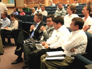 Representatives from Landmark Properties, foreground, listen to questions from the Flagstaff Zoning and Planning Commission. AmigosNAZ ©2014