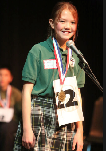 Katrina Vollmer, 12, a sixth-grade student at San Francisco de Asis Catholic School, won the Coconino County Spelling Bee held Feb. 5. Photo by Taylor Mahoney — Arizona Daily Sun